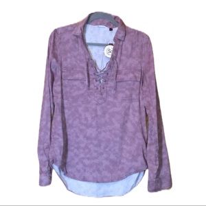 SO | Pullover Long Sleeve Top w/Lace Up Front | M